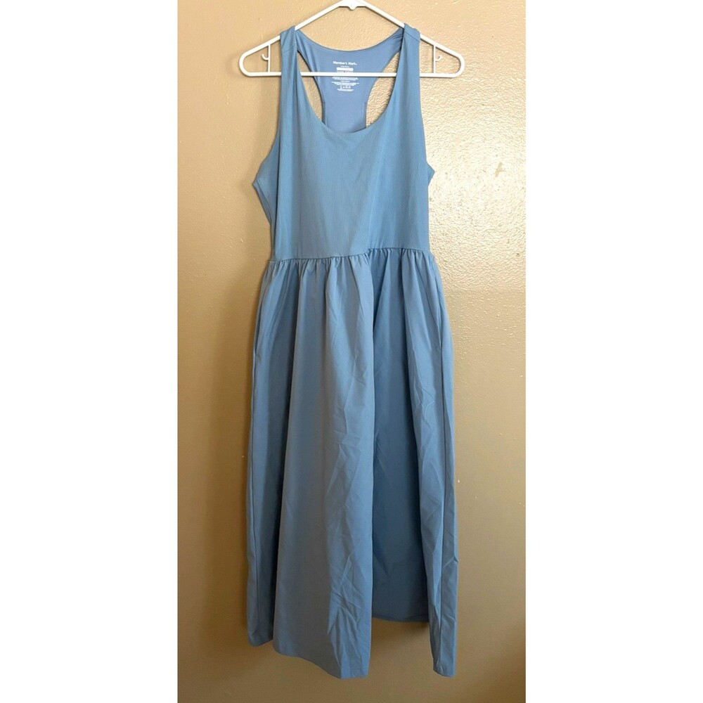 Member's Mark Women's Everyday Tank Midi Dress Blue Pockets Size L